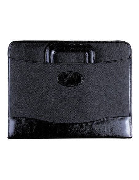 Cartera portadocumentos 35 921 negra 360x285 mm con asa 4 anillas 40 mm cremallera con departamentos interiores