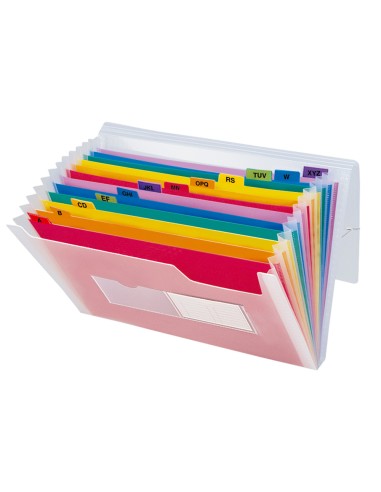 Carpeta liderpapel clasificador fuelle 42159 polipropileno a4 tte 2 huecos tarjetas spectrafile 13 dpto