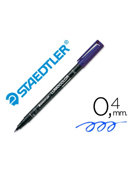 Rotulador staedtler lumocolor retroproyeccion punta de fibra permanente 313 3 azul punta super fina redonda 04 mm
