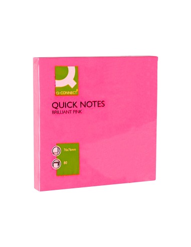 Bloc de notas adhesivas quita y pon q connect 76x76 mm rosa neon 80 hojas