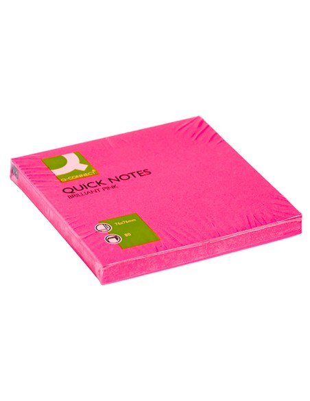 Bloc de notas adhesivas quita y pon q connect 76x76 mm rosa neon 80 hojas