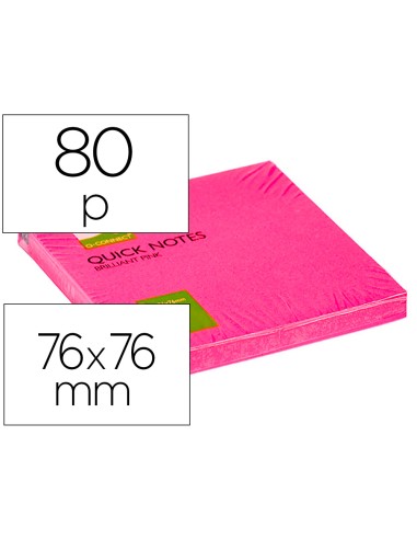 Bloc de notas adhesivas quita y pon q connect 76x76 mm rosa neon 80 hojas