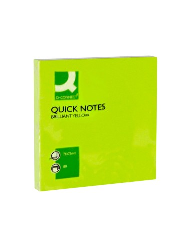 Bloc de notas adhesivas quita y pon q connect 76x76 mm verde neon 80 hojas