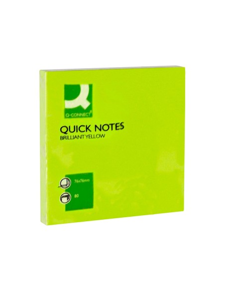 Bloc de notas adhesivas quita y pon q connect 76x76 mm verde neon 80 hojas