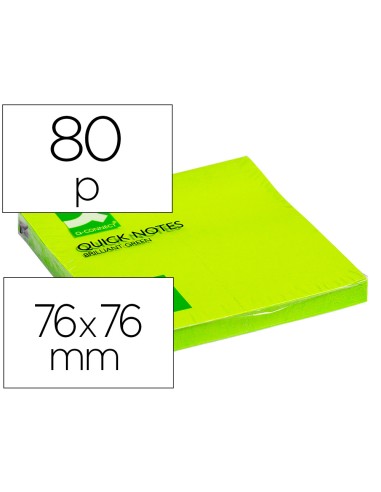 Bloc de notas adhesivas quita y pon q connect 76x76 mm verde neon 80 hojas