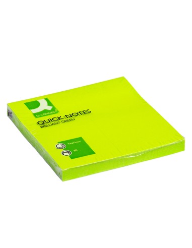 Bloc de notas adhesivas quita y pon q connect 76x76 mm verde neon 80 hojas