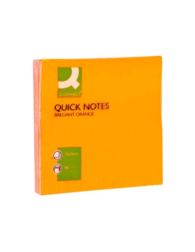 Bloc de notas adhesivas quita y pon q connect 76x76 mm naranja neon 80 hojas