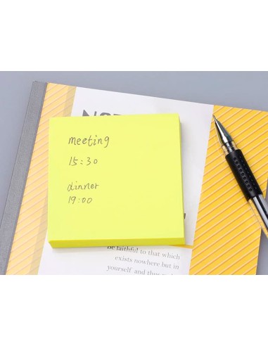 Bloc de notas adhesivas quita y pon q connect 76x76 mm amarillo neon 80 hojas