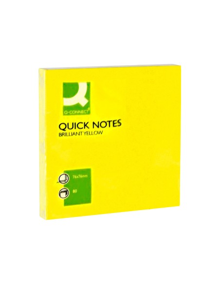 Bloc de notas adhesivas quita y pon q connect 76x76 mm amarillo neon 80 hojas