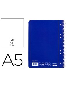 Cuaderno espiral liderpapel a5 micro serie azul tapa blanda 80h 75 gr liso 6taladros azul