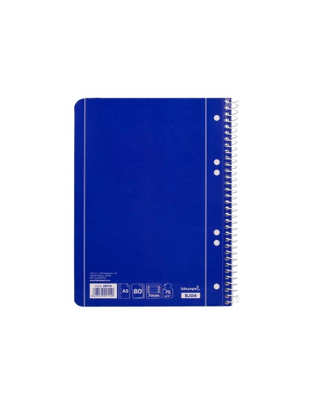 Cuaderno espiral liderpapel a5 micro serie azul tapa blanda 80h 75 gr horizontal 6 taladros azul