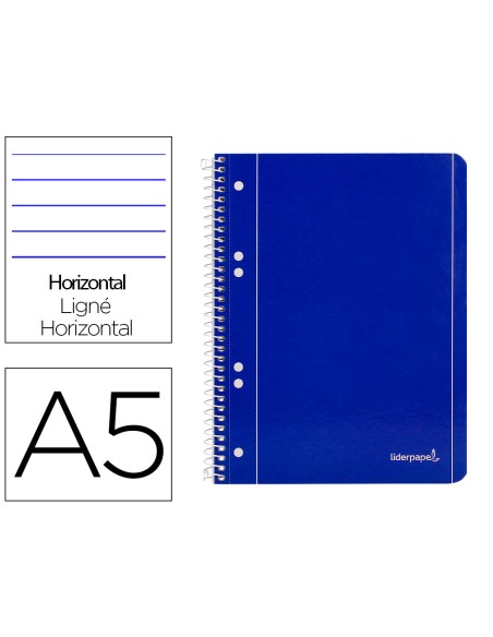 Cuaderno espiral liderpapel a5 micro serie azul tapa blanda 80h 75 gr horizontal 6 taladros azul