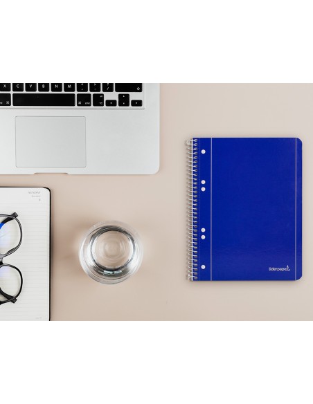 Cuaderno espiral liderpapel a5 micro serie azul tapa blanda 80h 75 gr cuadro5mm 6 taladros azul