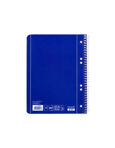 Cuaderno espiral liderpapel a5 micro serie azul tapa blanda 80h 75 gr cuadro5mm 6 taladros azul