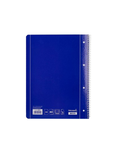 Cuaderno espiral liderpapel a4 micro serie azul tapa blanda 80h 80 gr horizontal con margen 4 taladros azul