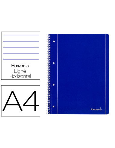 Cuaderno espiral liderpapel a4 micro serie azul tapa blanda 80h 80 gr horizontal con margen 4 taladros azul