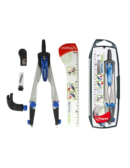 Compas maped 538700 con adaptador universal estuche de minas y afilaminas Compas maped 538700 con adaptador universal estuche de minas y afilaminas
