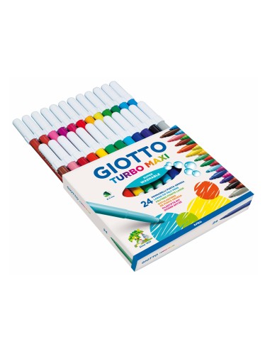 Rotulador giotto turbo maxi caja de 24 colores lavables con punta bloqueada