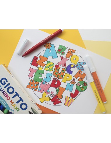 Rotulador giotto turbo maxi caja de 12 colores lavables con punta bloqueada