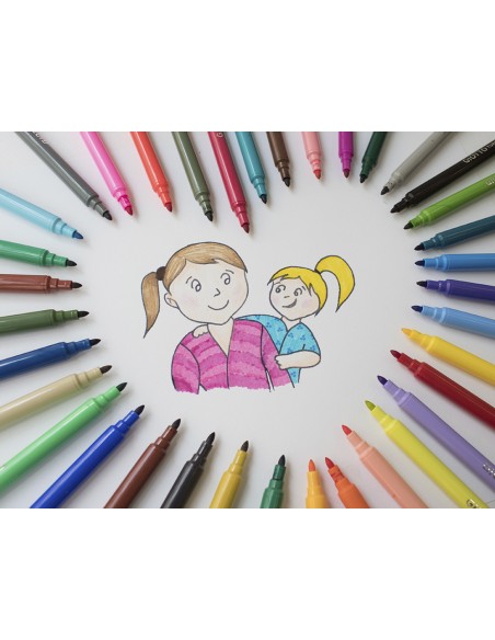 Rotulador giotto turbo color caja de 12 colores lavables con punta bloqueada