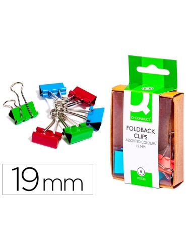 Pinza metalica q connect reversible 19 mm caja de 6 unidades colores surtidos