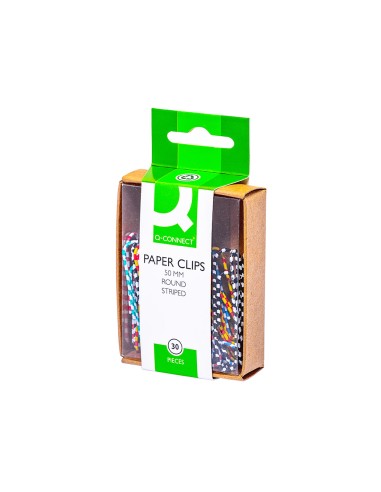 Clips colores rayados q connect 50 mm caja de 30 unidades colores surtidos