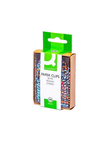 Clips colores rayados q connect 28 mm caja de 100 unidades colores surtidos