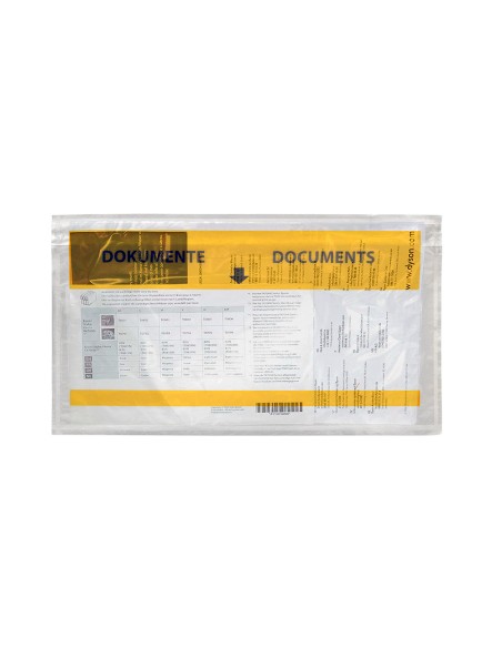 Sobre autoadhesivo q connect portadocumentos multilingue 225x122 mm ventana totalmente transparente paquete de 100