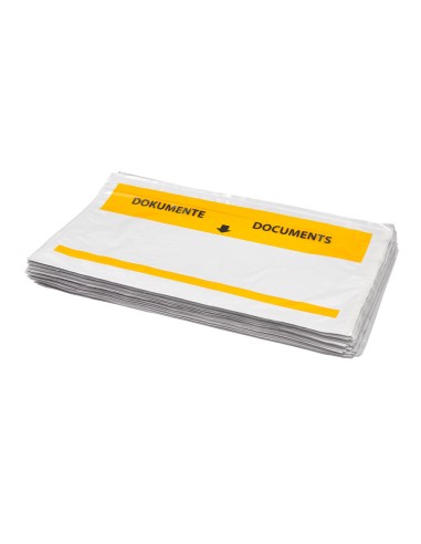 Sobre autoadhesivo q connect portadocumentos multilingue 225x122 mm ventana totalmente transparente paquete de 100