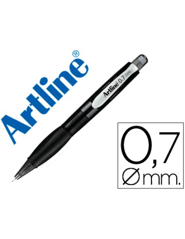 Portaminas artline retractil sujecion de caucho translucido 07 mm cuerpo negro