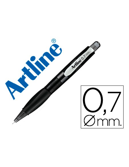 Portaminas artline retractil sujecion de caucho translucido 07 mm cuerpo negro Portaminas artline retractil sujecion de caucho translucido 07 mm cuerpo negro