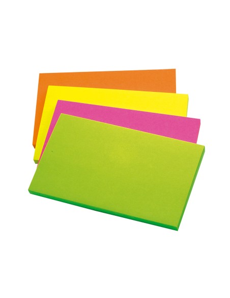 Bloc de notas adhesivas quita y pon q connect 127x76 mm con 100hojas fluorescentes pack de 12 surtidas en 4 colores