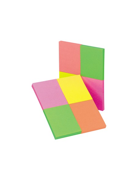 Bloc de notas adhesivas quita y pon q connect 38x51 mm con 50 hojas fluorescentes pack de 4 unidades