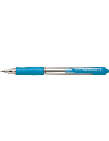 Boligrafo pilot super grip celeste retractil sujecion de caucho tinta base de aceite