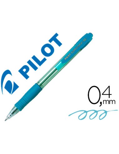 Boligrafo pilot super grip celeste retractil sujecion de caucho tinta base de aceite