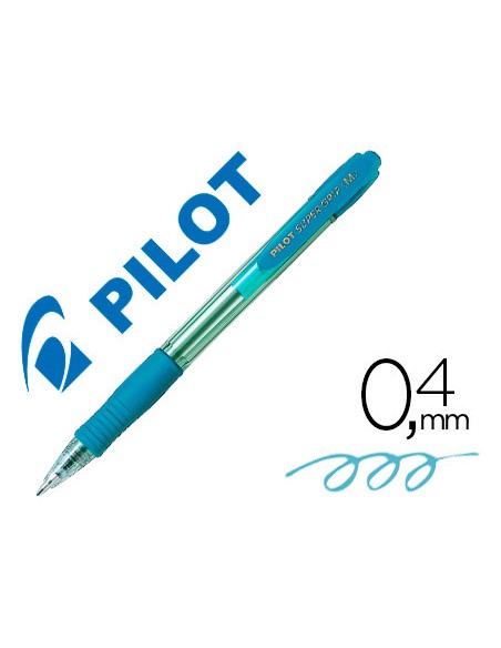 Boligrafo pilot super grip celeste retractil sujecion de caucho tinta base de aceite