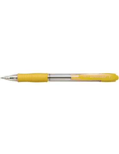 Boligrafo pilot super grip amarillo retractil sujecion de caucho tinta base de aceite