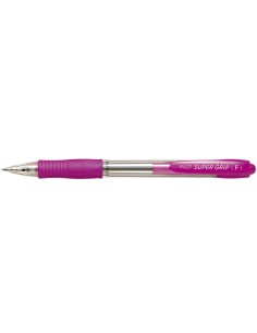 Boligrafo pilot super grip rosa retractil sujecion de caucho tinta base de aceite