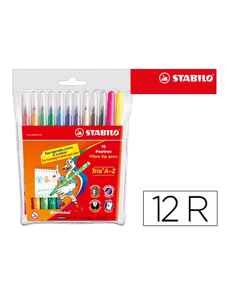 Rotulador stabilo trio a z bolsa de 12 unidades colores surtidos