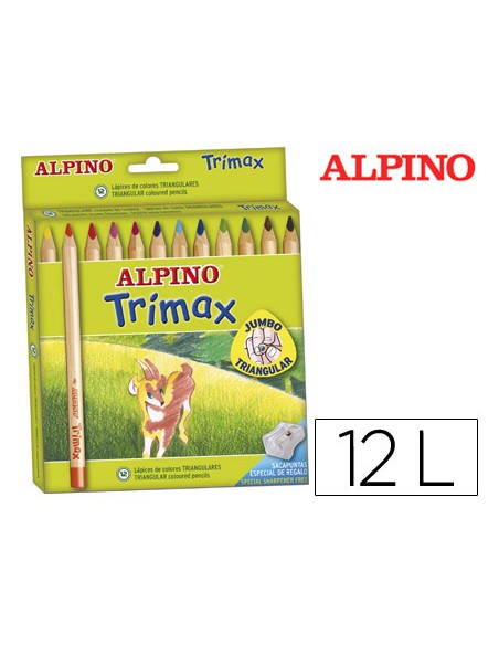 Lapices de colores alpino trimax caja de 12 colores surtidos
