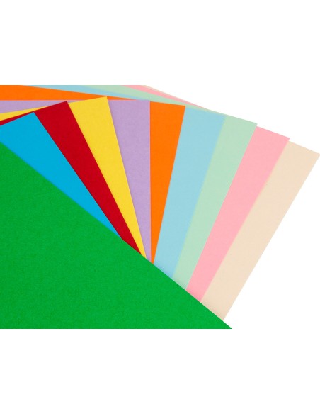 Papel color liderpapel a4 80gr 10 colores surtidos paquete de 100 hojas