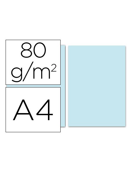 Papel color liderpapel a4 80gr celeste paquete de 100 hojas