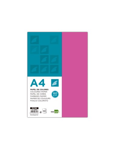 Papel color liderpapel a4 80gr fucsia paquete de 100 hojas