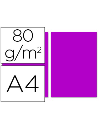 Papel color liderpapel a4 80gr fucsia paquete de 100 hojas