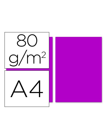Papel color liderpapel a4 80gr fucsia paquete de 100 hojas