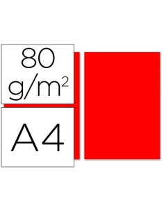 Papel color liderpapel a4 80gr rojo paquete de 100 hojas