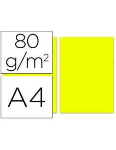 Papel color liderpapel a4 80gr limon paquete de 100 hojas