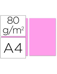 Papel color liderpapel a4 80gr rosa paquete de 100 hojas
