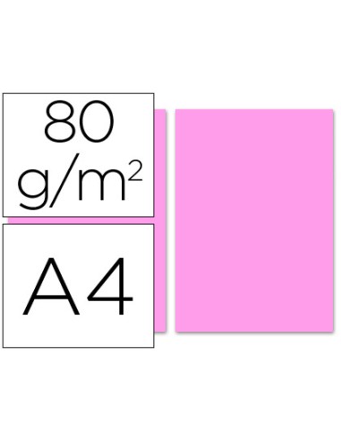 Papel color liderpapel a4 80gr rosa paquete de 100 hojas