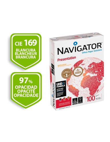 Papel fotocopiadora navigator din a4 100 gramos papel multiuso ink jet y laser paquete de 500 hojas